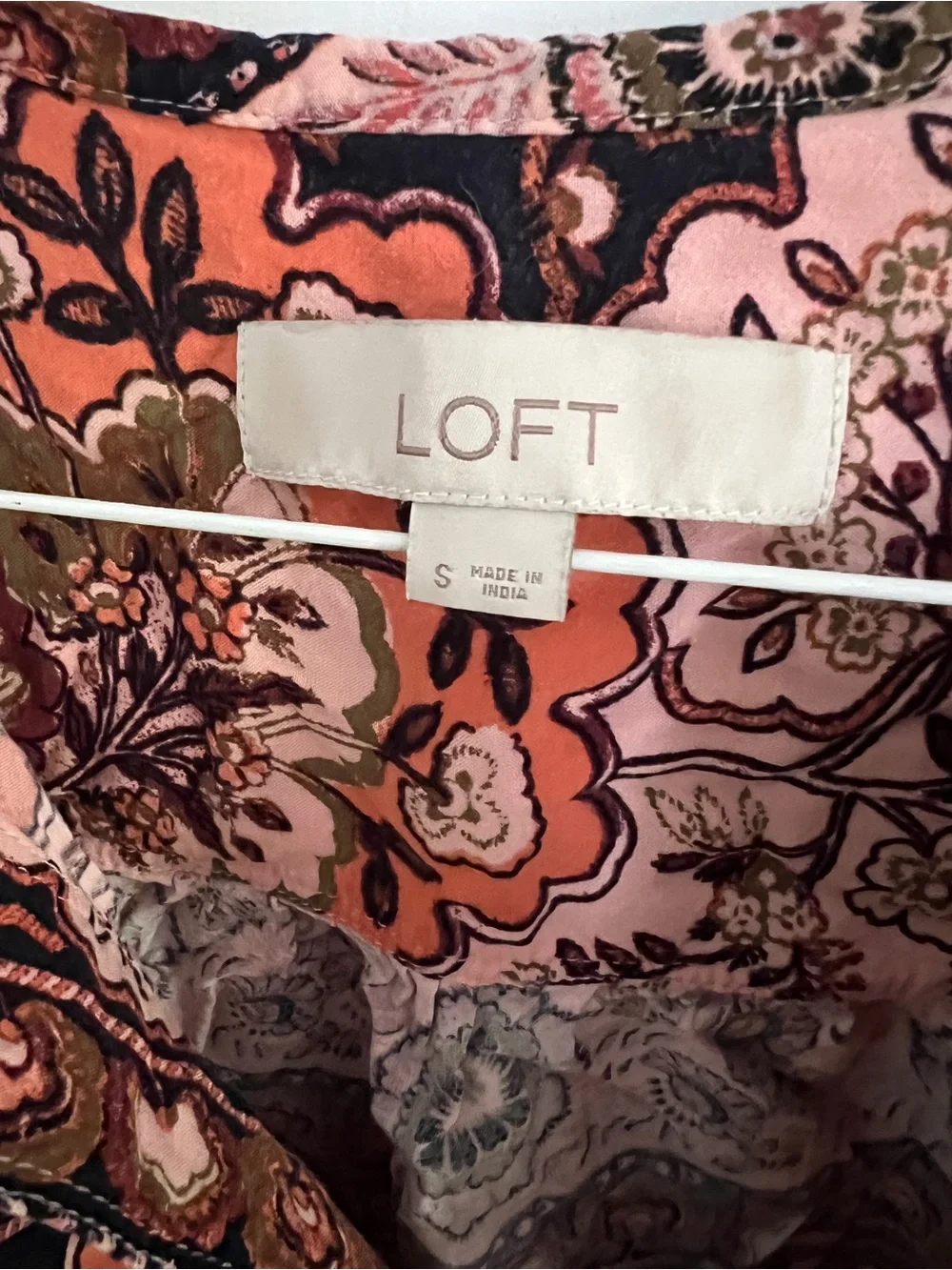 LOFT Coral and Pink Floral Boho Sleeveless Top
